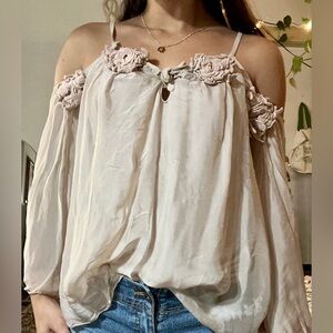 off shoulder flowery top